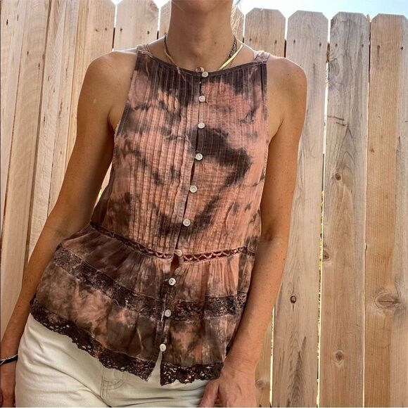 Free people tie dye sleeveless blouse size small - Picture 7 of 11